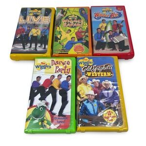 The Wiggles VHS Lot of 5 Live Hot Potatoes Wiggly Safari Wiggle Bay Dance Party